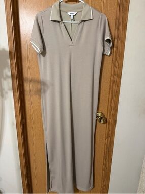 SPANX Taupe Polo Maxi Dress with Contrast Trim